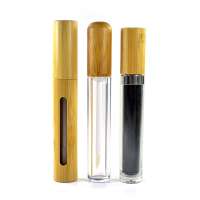 Wholesale mascara lip glaze empty container transparent bamboo 10ml 15ml lip gloss mascara empty tube