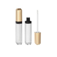 Empty lip gloss packaging in plastic tube with brush for makeup usage lipgloss bottle